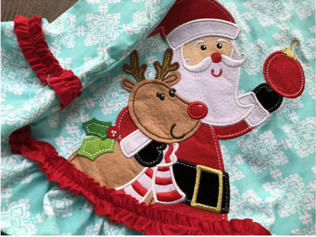 Рождественское детское платье Санты для маленьких девочек топы штаны в полоску, комплект одежды Рождественская одежда комплект рождественской одежды, детская одежда