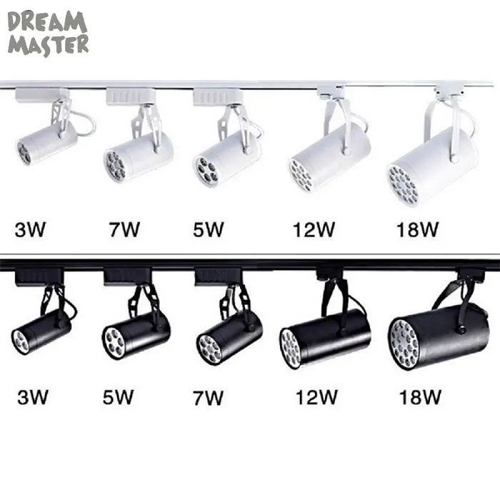 Современный светодиодный трек светильник, 3/5/7/12/18 Вт черный, белый цвет Корпус Светодиодный точечный светильник, магазин, Магазинное трек светильник ing рейка крепление прожекторов приспособления для чистки