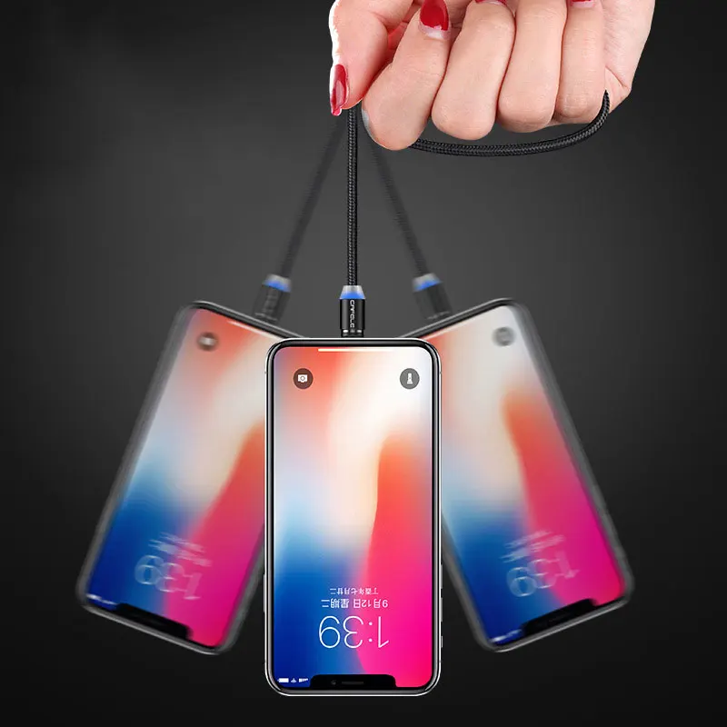 USB magnetic charging cable, Micro USB cable for iPhone XR XS Max X magnet charger USB C cable LED charging cable