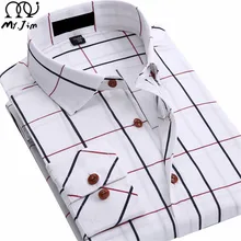 MR JIM 2016 new men s cotton shirt plaid long Sleeve casual business breathable Comfortable Plus