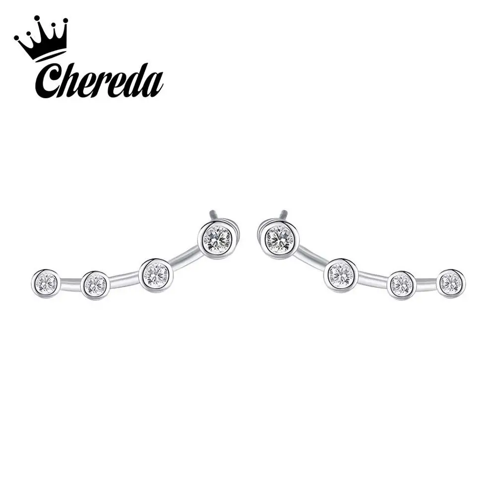 

Chereda Silver Stud Earrings for Women Round Zircon Earring Delicate Wedding Jewelry femme brincos 2019 Wholesale