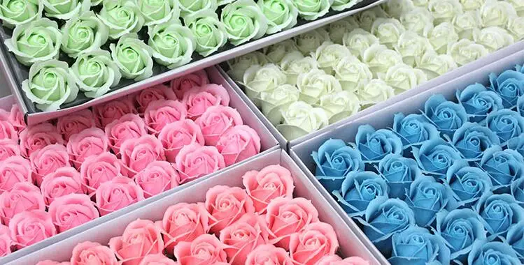 50pcs LED Luminous Flower Bouquet Gift Box with Base  Decorative Flowers Wreaths Gift Wedding Party Supplies 2