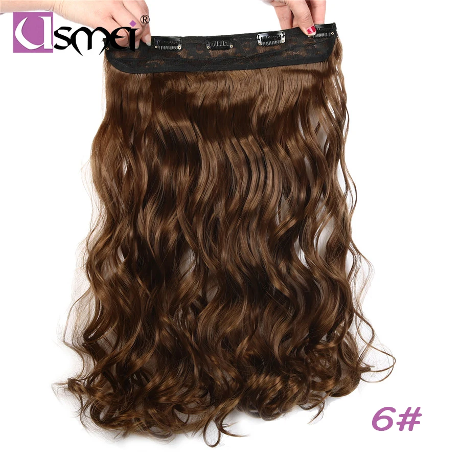 USMei, 24 дюйма, накладные волосы на заколках, натуральные волосы, длинные волнистые волосы, коричневый блонд, синтетические накладные волосы на заколках для женщин