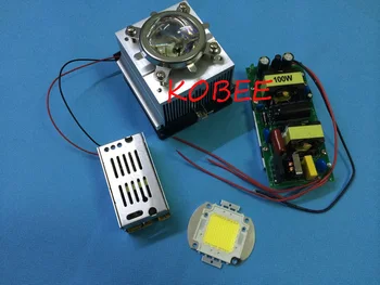 

Diy Led light kit,100w high power led+100W led driver+heatsink with fan+ Lens with Reflector Collimator for Diy LED