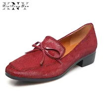 XiuNingYan/ г. Демисезонные женские лоферы из натуральной кожи; повседневная обувь для женщин; оксфорды; плоские квадртаные носки; броги; большие размеры