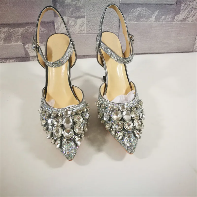 

OKHOTCN Handmade Glittering Rhinestones Pumps Luxury Crystal Wedding Shoes Woman Sexy Fashion High Heels Pumps Zapatos Mujer
