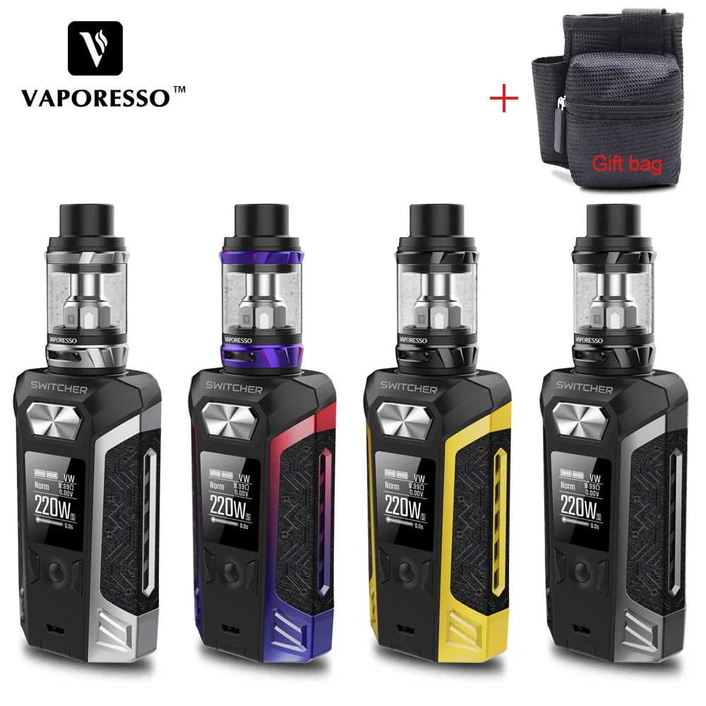 Original Vaporesso Electronic Cigarette Switcher Kit With 220W Switcher 510 Vape Box Mod 5ml NRG Tank Atomizer use GT Coil Original Vaporesso Electronic Cigarette Switcher Kit With 220W Switcher 510 Vape Box Mod 5ml NRG Tank Atomizer use GT Coil