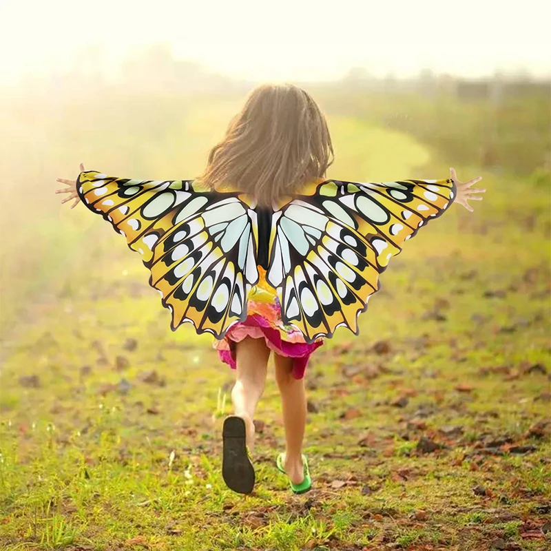 3-9 Y.O Special Favorite Butterfly Wing Mask Costume Child Party School Play Butterfly Baby Shower Beach Play Sunscreen Suit 