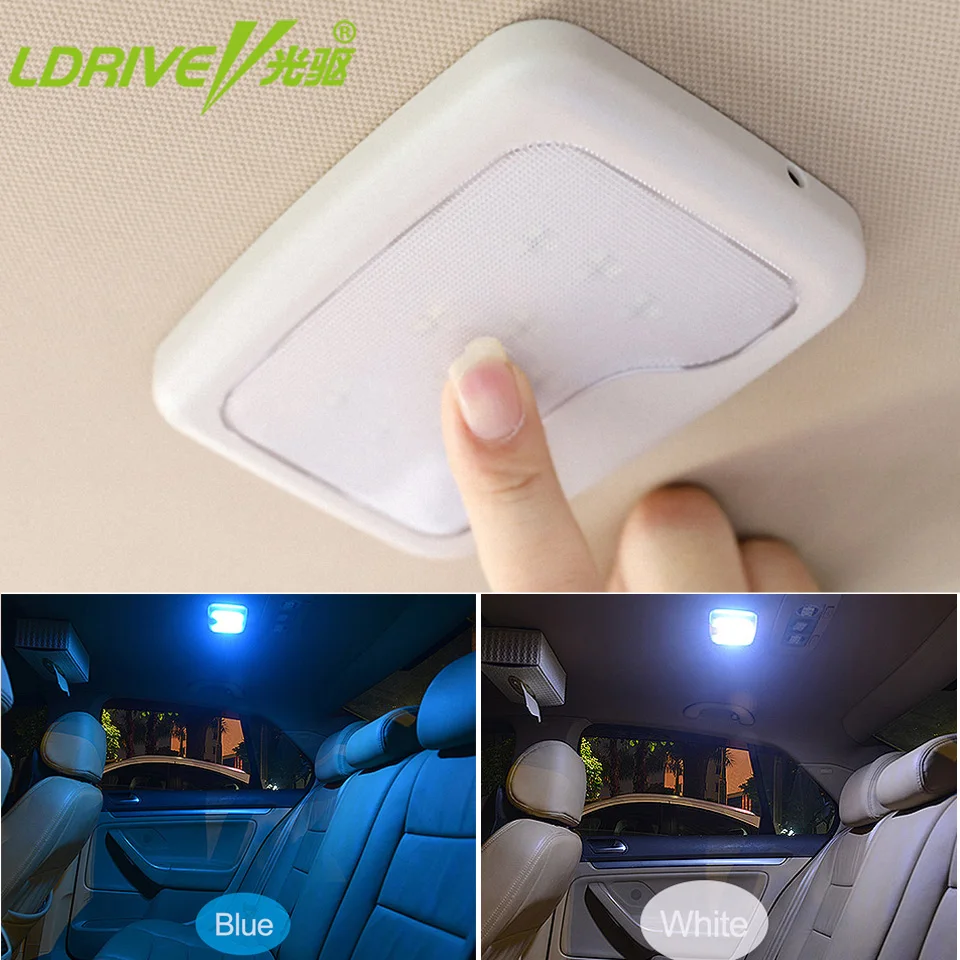 

1PCS Car Roof/Trunk Reading Lights LED Magnetic Lamp Two Emitting Color Blue&White/Blue&Yellow Lighting Adjustable Brightness