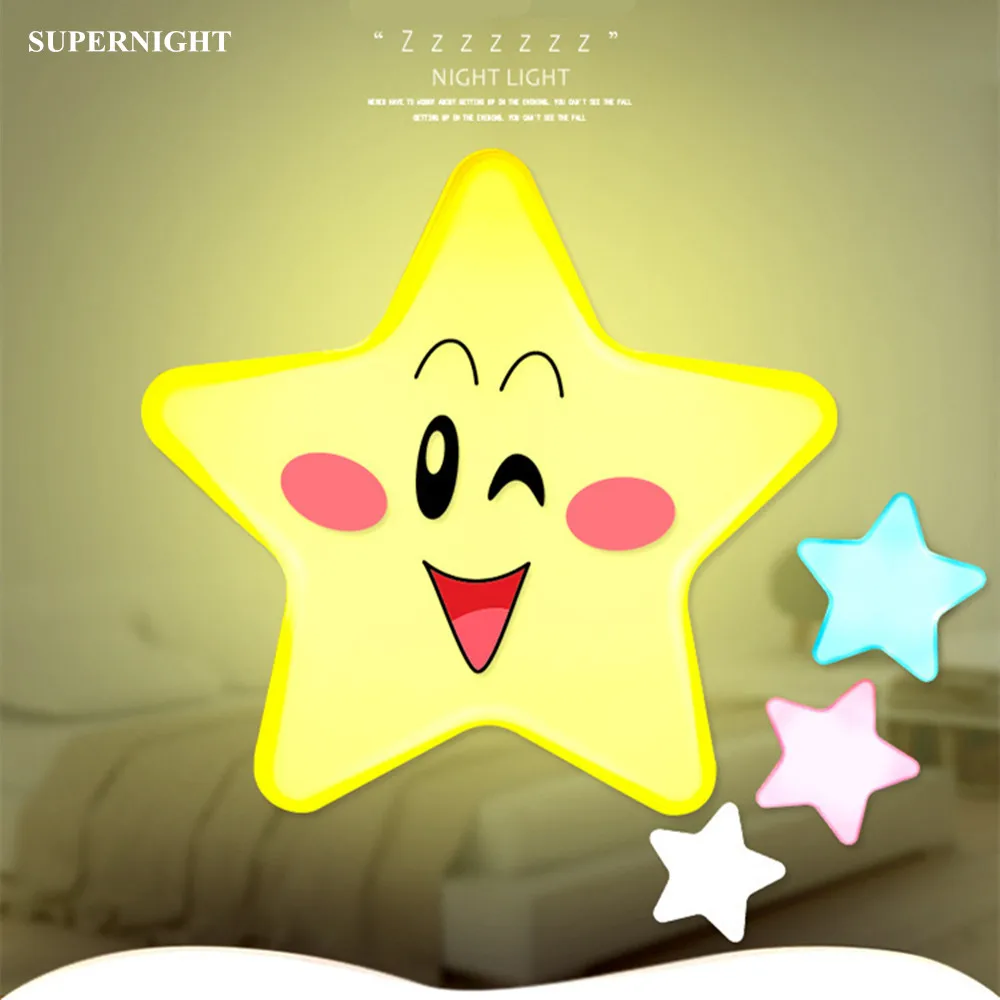 Star LED Night Light AC Intelligent light control Sensor Home Decor Wall Lamp