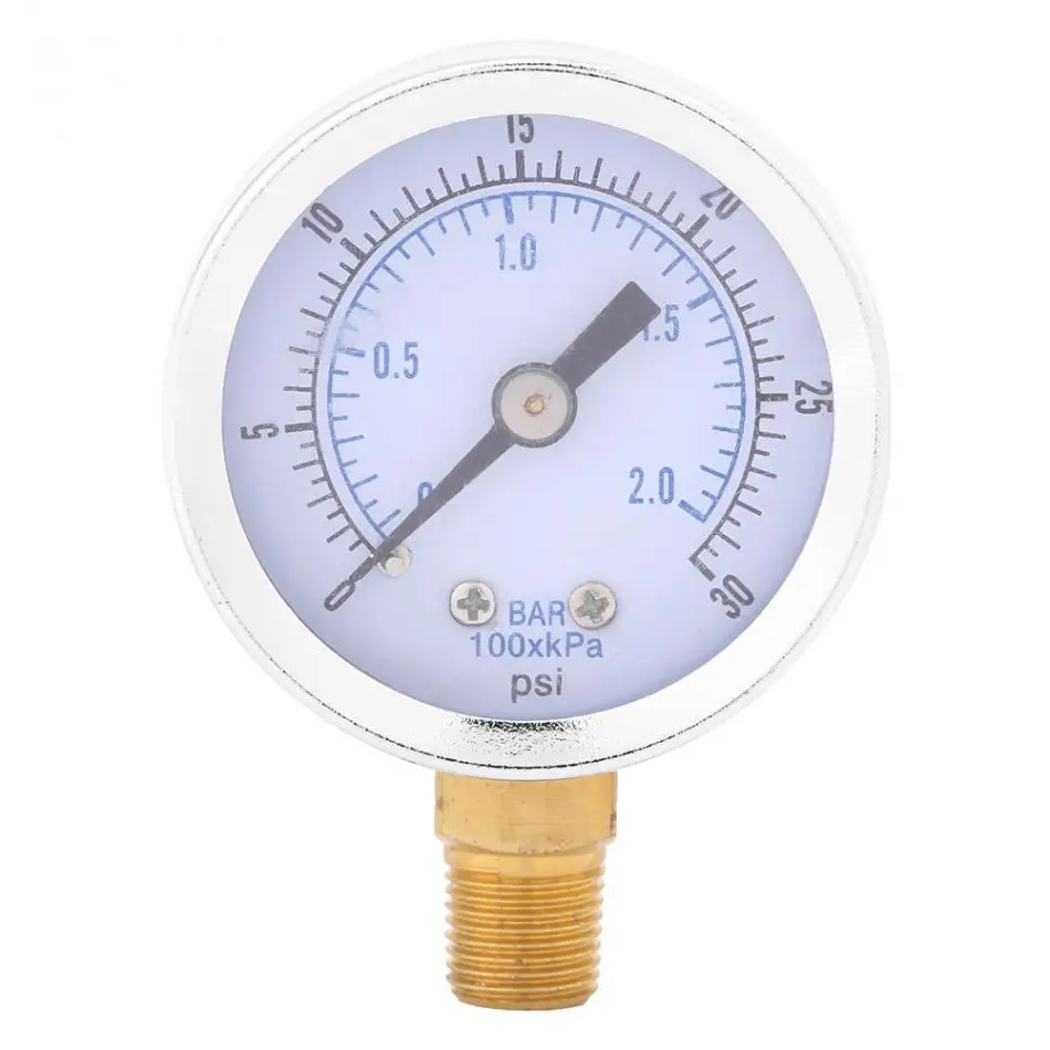

0-30psi 0-2bar Mini Dial Water Oil Compressor Meter Hydraulic Pressure Gauge Pressure Compressor Meter Metal Manometer