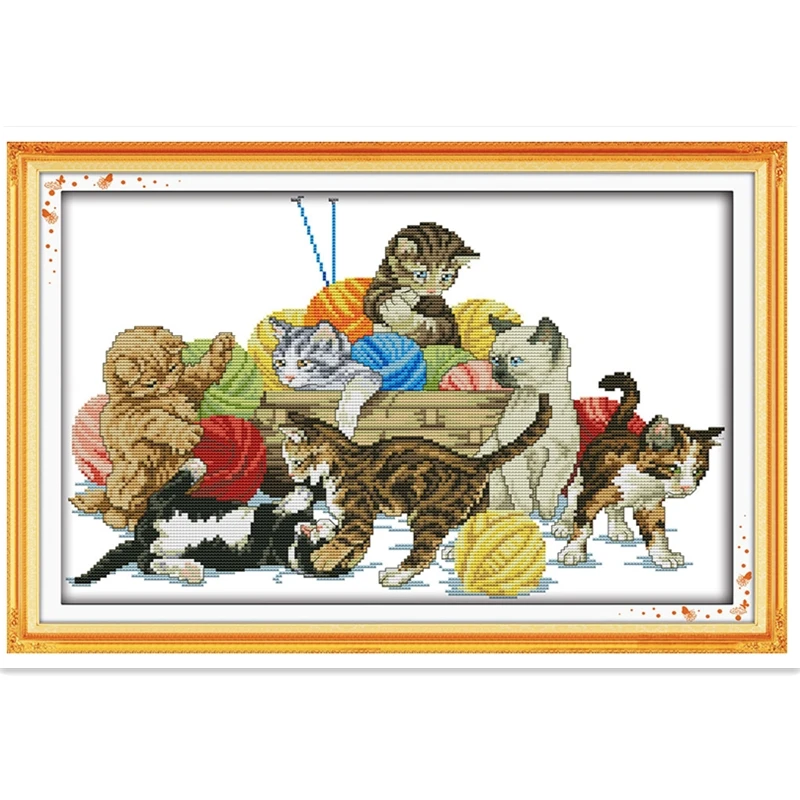 

The Cats Are Playing Pattern Counted Cross Stitch DMC Cross Stitch Cross Stitch Kits Embroidery for Home Decoration Needlework