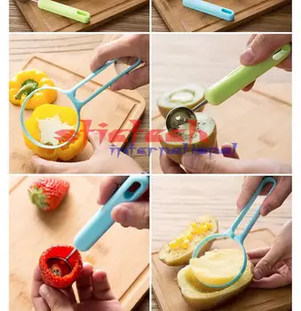 

by dhl or ems 1000set Melon Scoonps Ballers Slicer Peelers+Spoon Plastic Vegetable Portable Kitchen Tool Delicate Fruit Peeler