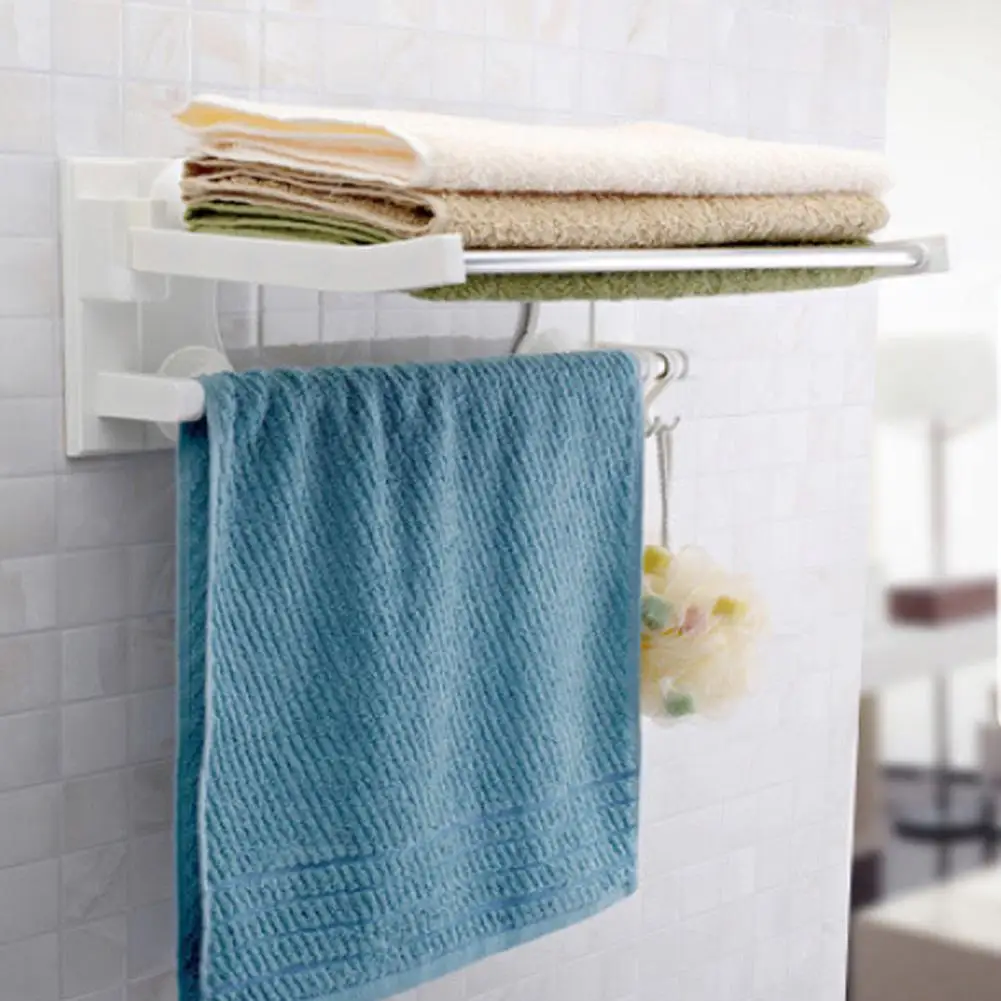 Bathroom Towel Holder Double Layer Set Stainless Steel Suction
