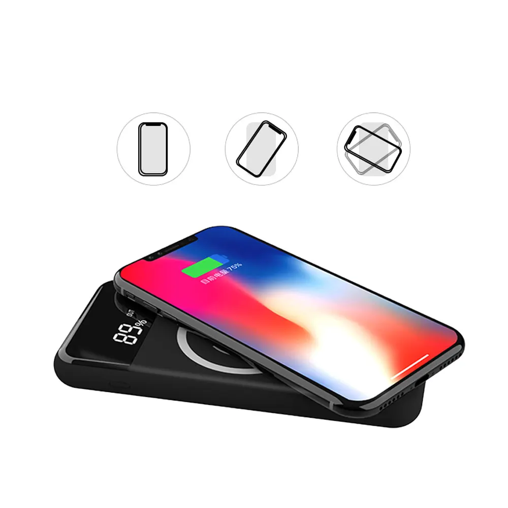 10000mAh Universal Portable LCD Power Bank Qi Wireless Charger For iPhone Samsung Xiaomi Powerbank Mobile Phone Wireless Charger 10000mAh Universal Portable LCD Power Bank Qi Wireless Charger For iPhone Samsung Xiaomi Powerbank Mobile Phone Wireless Charger