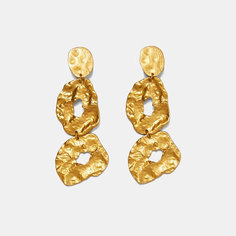 Hot-Sale-ZA-Design-Gold-Metal-Long-Dangle-Earring-Women-Vintage-Irregular-Large-Statement-Drop-Earring