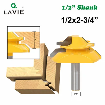 

LA VIE 1pc 12MM 1/2" Shank Large 45 Degree Lock Miter Router Bit 1" Stock Tenon Milling Cutter for Woodworking Tools Wood 03136