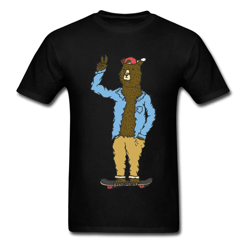 Funny Men Tops Tees Skateboard Bear Tshirts Youth Skater T shirt 100