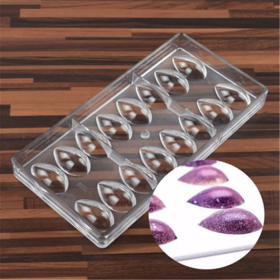 Hot Selling Polycarbonate Cocoa chocolate Molds 3D Coffee Bean Jelly Moulds Soft Sweets Water Drop Plastic Mould DIY Candy Tool