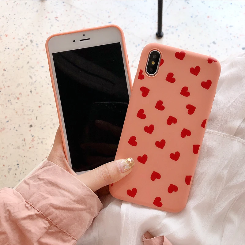 Для iphone x xs max силиконовый матовый мягкий чехол для 6 7 8 6s 7plus 8plus love heart logo TPU