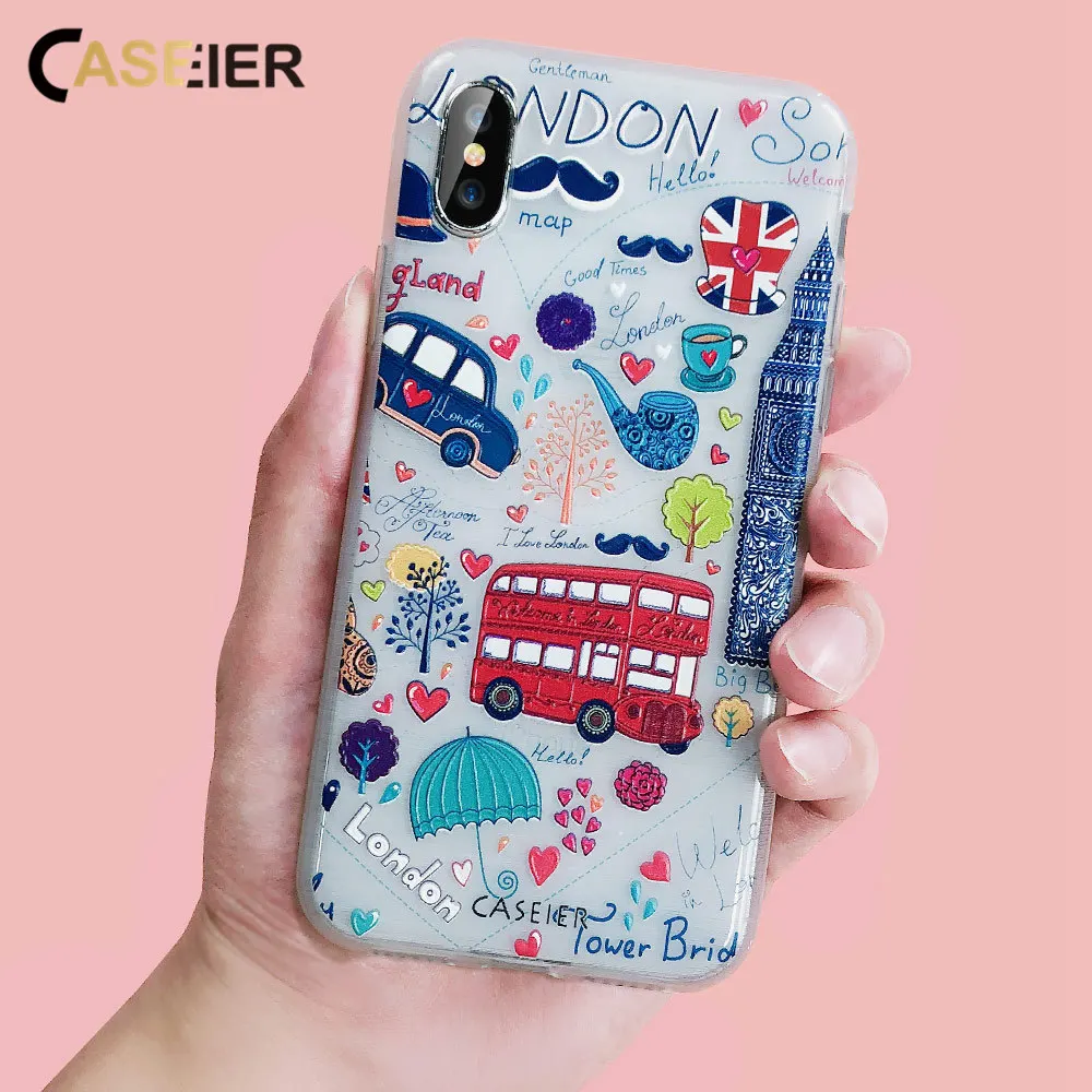 

CASEIER 3D Emboss icecream Phone Case For iPhone 6 6s Plus Soft TPU Silicone Cases For iPhone X 7 8 Plus 5 5s SE Funda Capinha