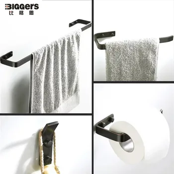 

Free shipping Biggers black bronze finish stainless steel bathroom accessories set 4pcs towel bar towel ring paper holder