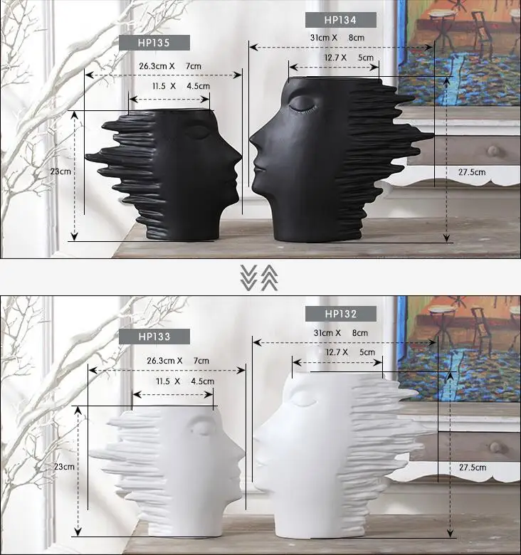Скандинавском стиле абстрактная и простая черно-белая керамическая головка модель вазы художественная ваза декоративная ваза для гостиной мягкое украшение