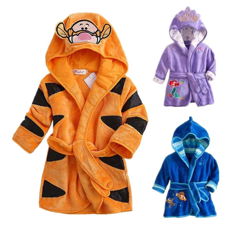 Children's Pajamas Kids Hooded Robe Clothes Child Boys Fleece Warm