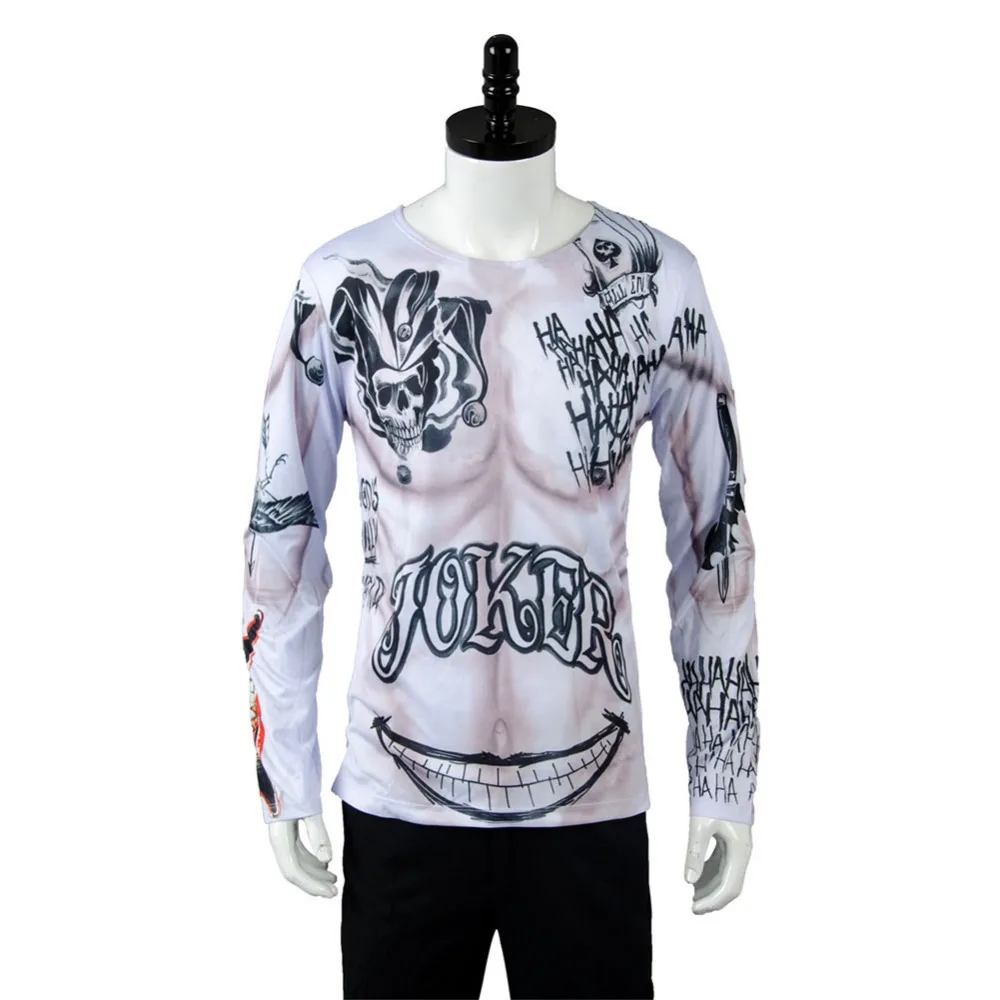 Batman Suicide Squad Joker Tattoo Symbol T Shirt Tee COSplay Costume