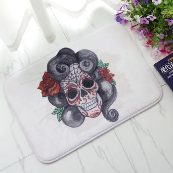 

Honlaker Beautiful Skull Creative Home Decoration Doormat Entrance Door Mat Flannel Super Soft Absorbent Bath Mat