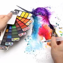 Conjunto de tinta em aquarela com pincel portátil, kit com caneta para pintura superior de 18/25/33/42 cores pigmento de cor para desenho