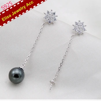 

Flower Design DIY Pearl Jewelry Findings S925 Sterling Silver Pearl Earrings Accessory Sunflower Earrings Holder 3Pairs/Lot