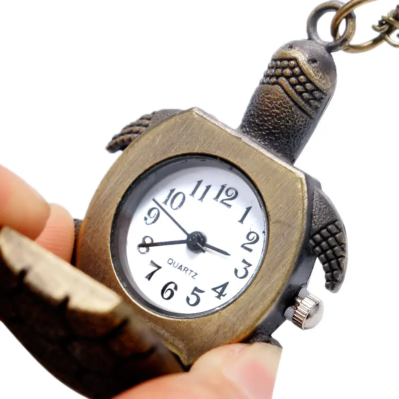 Забавный дизайн черепахи кварцевые карманные часы с цепочкой ожерелье Прямая подарок для женщин и детей