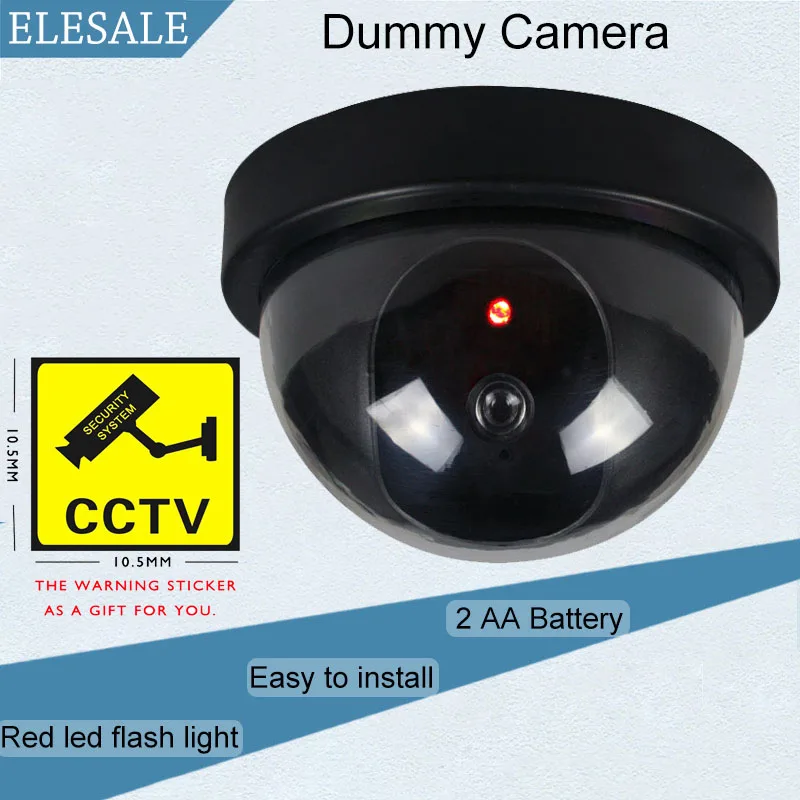 Kopen Zwart Plastic Behuizing Fake Camera Twee AA Batterij LED Dummy Security Camera Ir Led Dome CCTV Camera Surveillance Camera