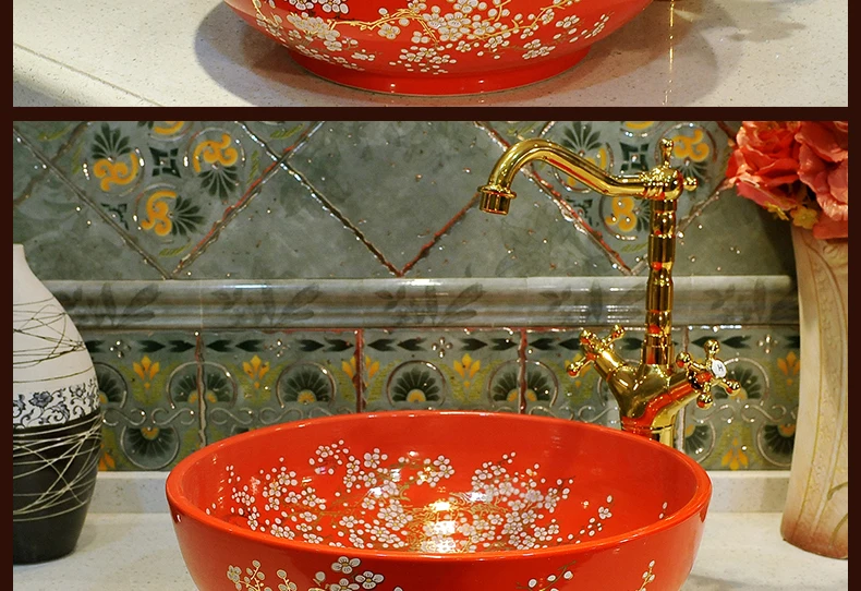 China Painting ceramic wash basins counter top sink bathroom sinks ceramic vessel wash basin (5)