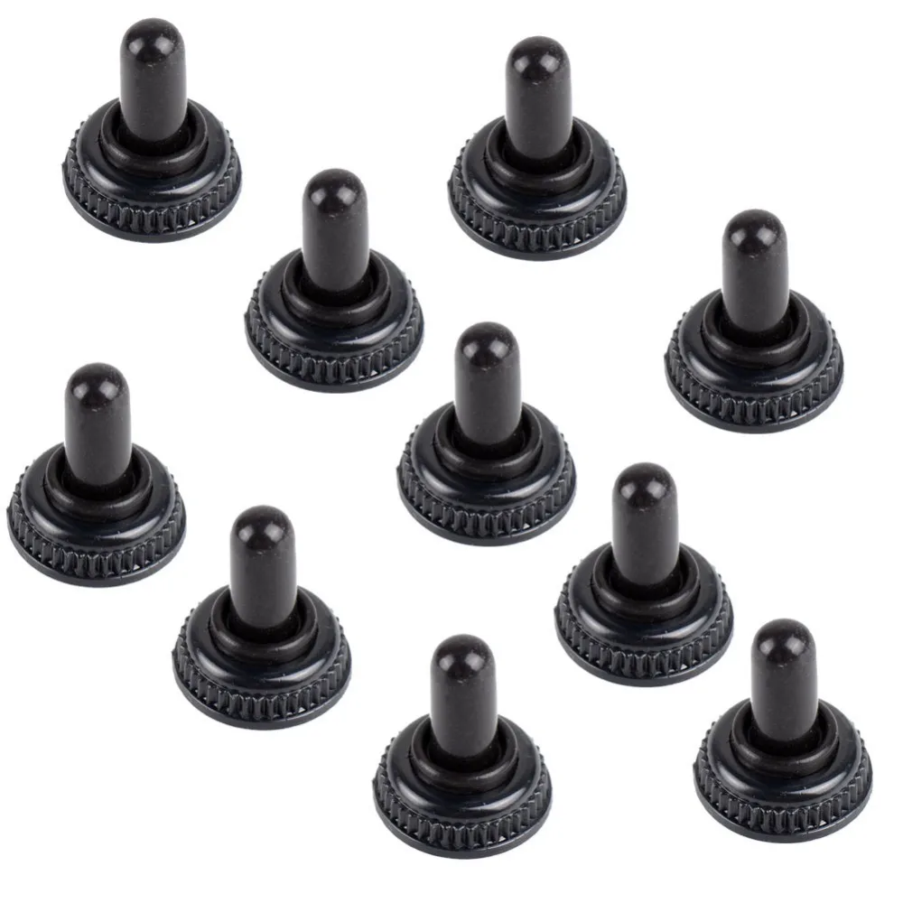 10Pcs/lot 6mm Black Toggle Switch w Rubber Coverin Switch Caps from