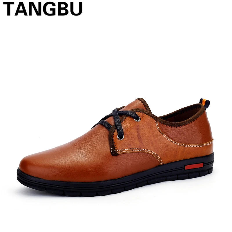 

High Quality Genuine Leather Men Dress Shoes Lace Up Breathable Casual Oxfords British Fashion Leather Shoes Men Plus Size 37-48