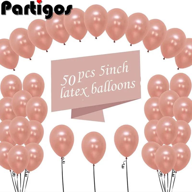 

5inch 50pcs/lot Champagne Gold Rose Gold Latex Balloons Baby Shower Girl Birthday Party Decoration Anniversary Wedding Supplies
