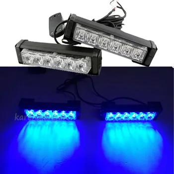 

CYAN SOIL BAY 2x 6 LED Blue Car Emergency Beacon Grille LED Light Bar Hazard Strobe Warning 12V