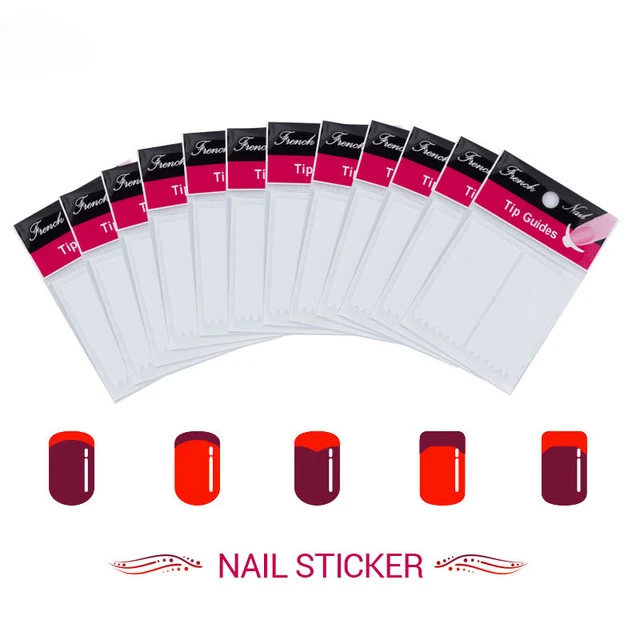 

Lacheer 12Pcs/lot Nails Sticker Tips Guide French Manicure Nail Art Decals Form Fringe Guides DIY Styling Beauty Tools