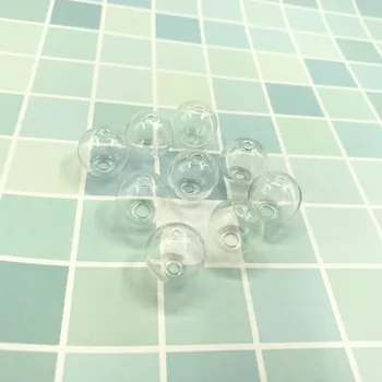 

100pcs/lot 16mm two hole glass round ball globe beads orb hollow glass bottle vial charms jewelry making accessories findings