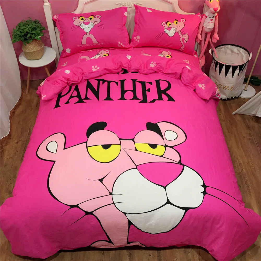 

Cartoon Pink cute Panther Pattern Boy Girl Adult Kids Bedclothes 3/4pcs Bedding Sets Bed Cover Bed Sheet Duvet Cover Pillowcase