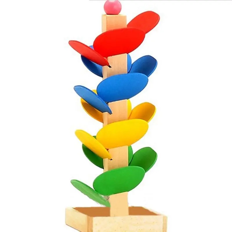 Детские пазлы, игрушки Монтессори, забавные Развивающие деревянные дерево, мраморный шар, бегущий трек, игра, интеллектуальные игрушки - Цвет: Многоцветный