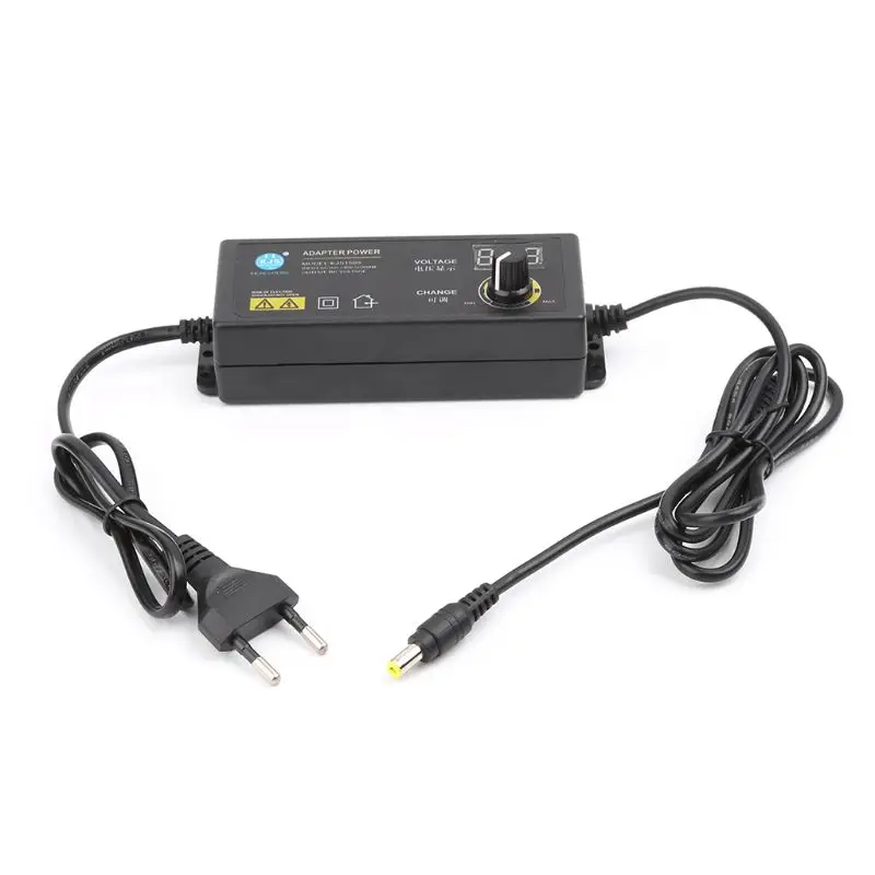 

Adjustable Power Adapter With Voltage Digital Display Screen 3V-12V 5A EU Plug