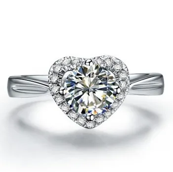 

1 Carat Heart C&C Brand Moissanite Female Engagement Ring Solid 18K White Gold Finger Ring Fine Gold Jewelry Gift For Mother