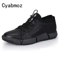 Height Increasing 6CM Men Casual Shoes Men Genuine Leather Comfortable Footwear Hidden Elevator Shoes Black Thick Sole Sneakers