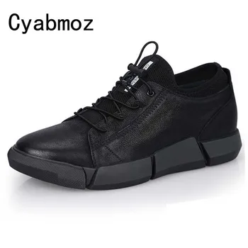 

Height Increasing 6CM Men Casual Shoes Men Genuine Leather Comfortable Footwear Hidden Elevator Shoes Black Thick Sole Sneakers