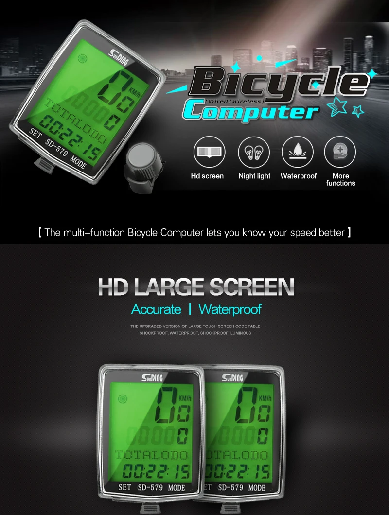 Wireless Bike Computer Speedometer Odometer Rainproof Cycling Bicycle Computer Bike Measurable Temperature Stopwatch (3)