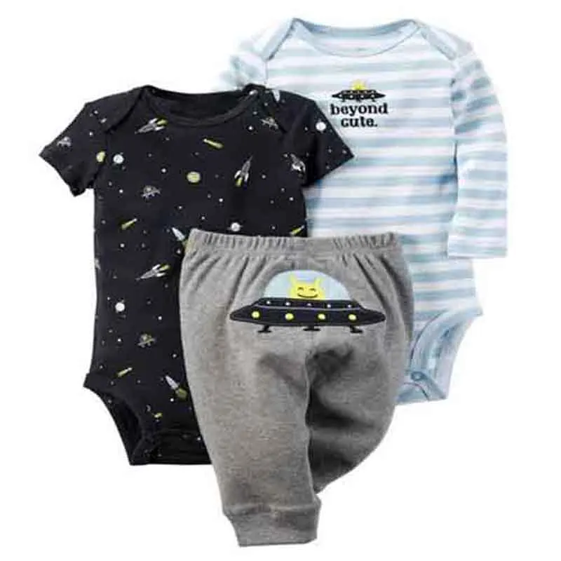 Retail Original kids Baby Girls Boys 3 piece Bodysuit Pant Set, Baby Girls and Boys Spring & Autumn Clothes set