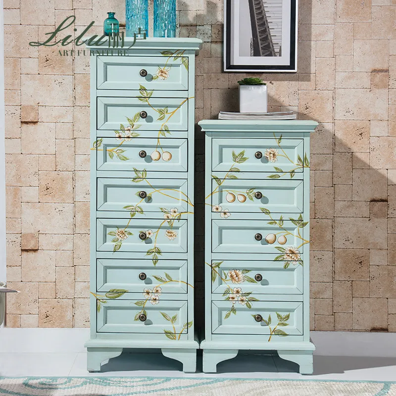 Armario Органайзер cassettiera legno commode meuble комод cajonera muebles de sala arcones madera shabby chic komoda - Цвет: Светло-зеленый